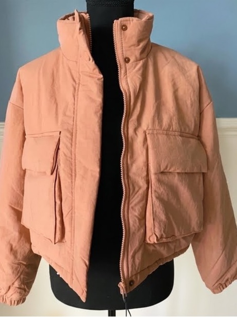 NEW BLANKNYC Nylon Puffer Jacket ~ Coral ~ Large - Picture 6 of 7